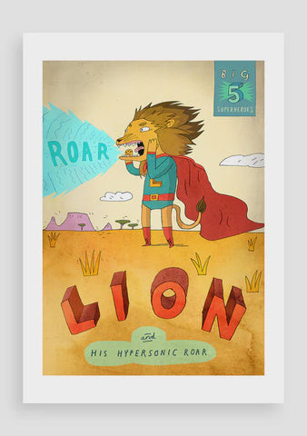 Print A4 Big 5 Superheroes Lion