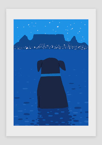Print A4 Table Mountain Night Dog
