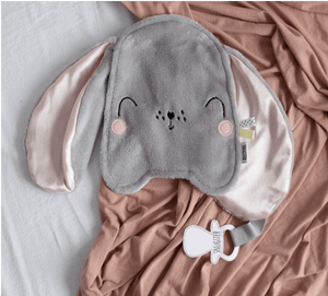 Bunny Security Blankie With Velcro Pacifier Attachment Grey & Pink - PRESENTspace
