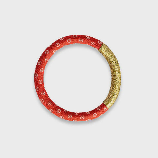 Luyolo Thread-Wrapped Thin Bracelet Red Gold Large