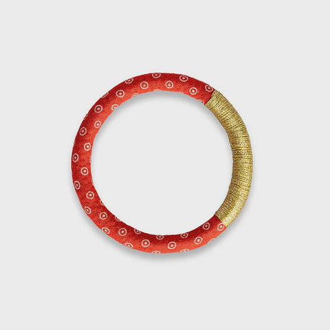 Luyolo Thread-Wrapped Thin Bracelet Red Gold Large