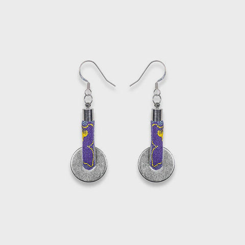 Lihle Dangle Disc Earrings Purple