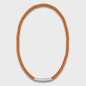 Thembela Thread-Wrapped Thin Necklace Orange Silver