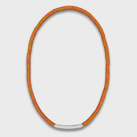 Thembela Thread-Wrapped Thin Necklace Orange Silver