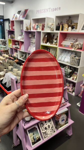 Plate Oval Mini | Red Stripe
