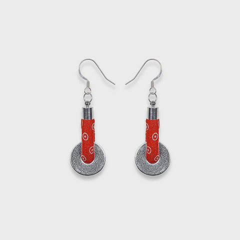 Lihle Dangle Disc Earrings Red