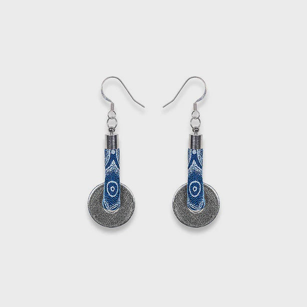 Lihle Dangle Disc Earrings Indigo
