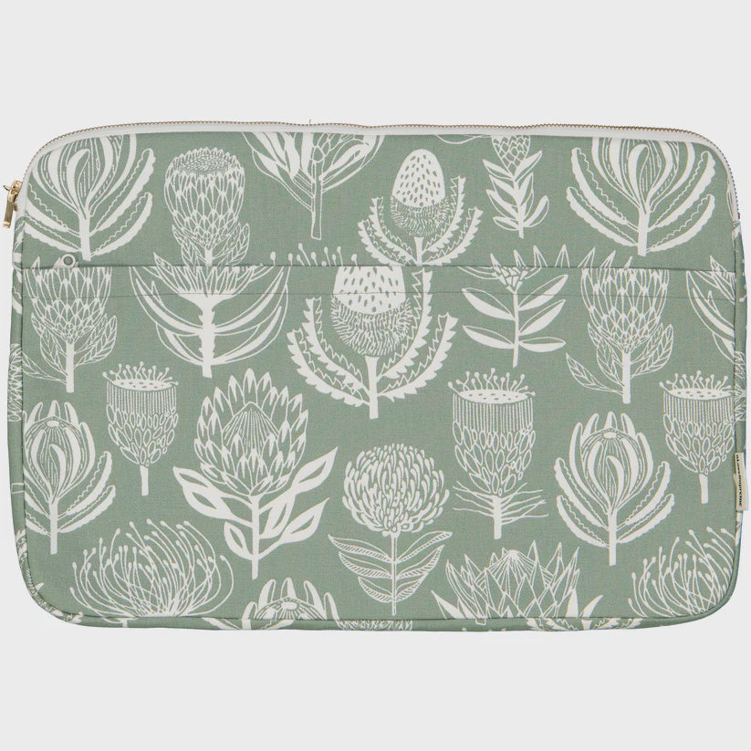 Laptop Sleeves (13 inch) / Floral Kingdom (White On Sage)
