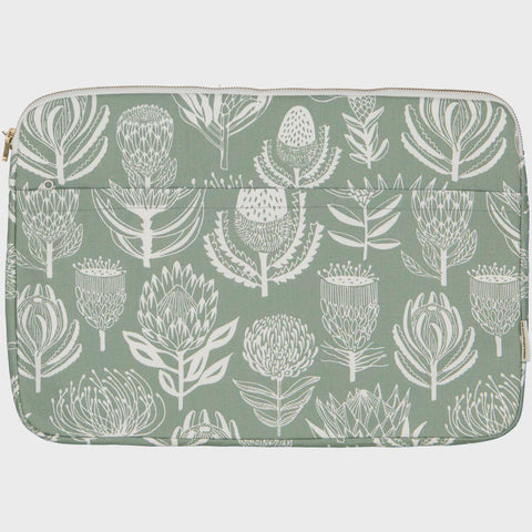 Laptop Sleeves (13 inch) / Floral Kingdom (White On Sage)