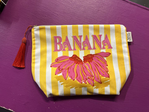 Make Up Bag | Velvet | Praia | Banana Stripe