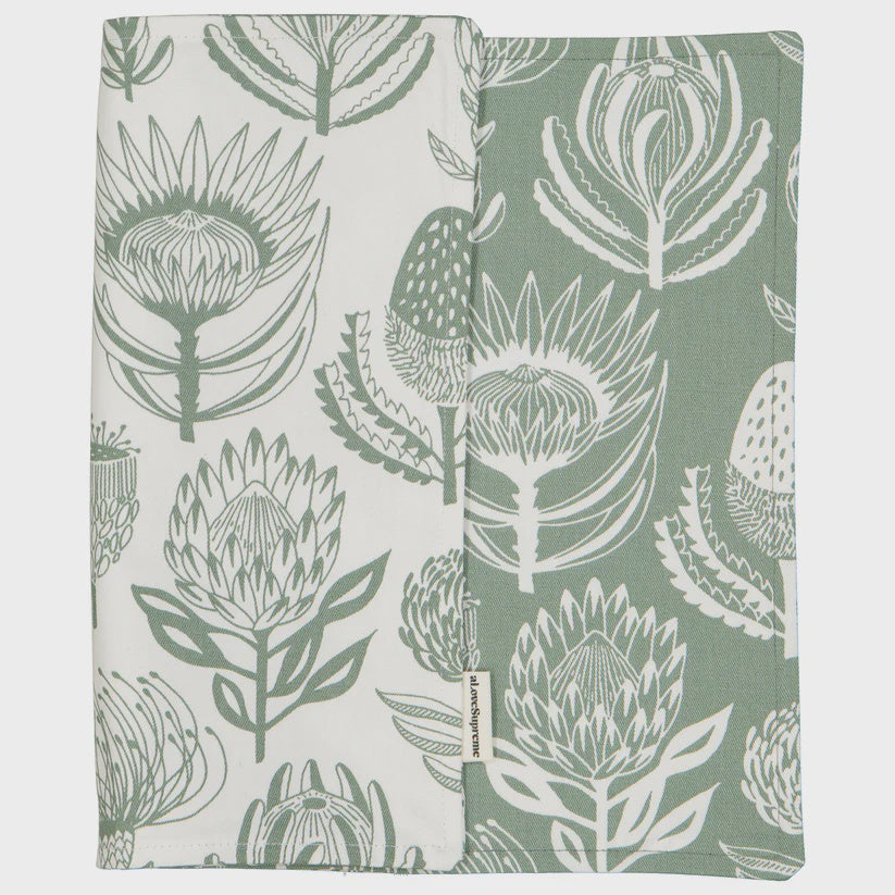 Fabric Placemats (Double Sided) / Floral Kingdom (Sage OnWhite) / Floral Kingdom (White On Sage)