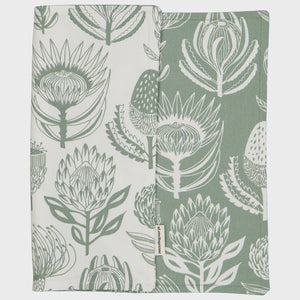 Fabric Placemats (Double Sided) / Floral Kingdom (Sage OnWhite) / Floral Kingdom (White On Sage)