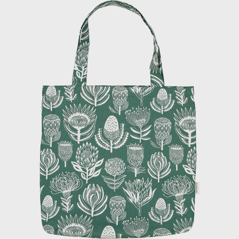 Tote Bags / Floral Kingdom (White On Green)