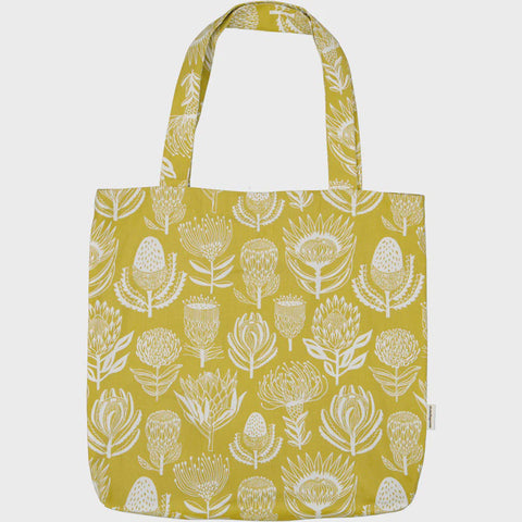 Tote Bags / Floral Kingdom (White On Ochre)