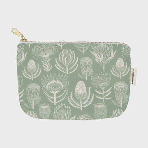 Pouches (Standard) / Floral Kingdom (White On Sage)