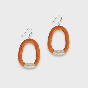 Nontuthuzelo Dangle Hoop Earrings Orange Silver