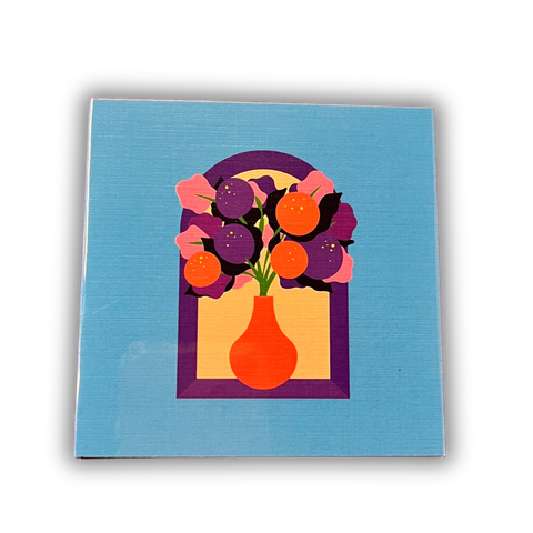 Card Mini Turq Window Bouquet