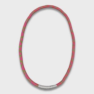 Thembela Thread-Wrapped Thin Necklace Pink Silver