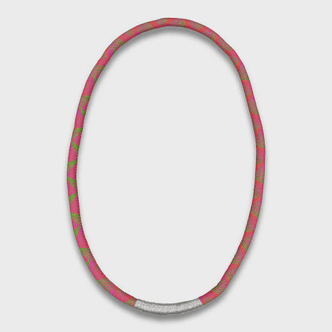 Thembela Thread-Wrapped Thin Necklace Pink Silver