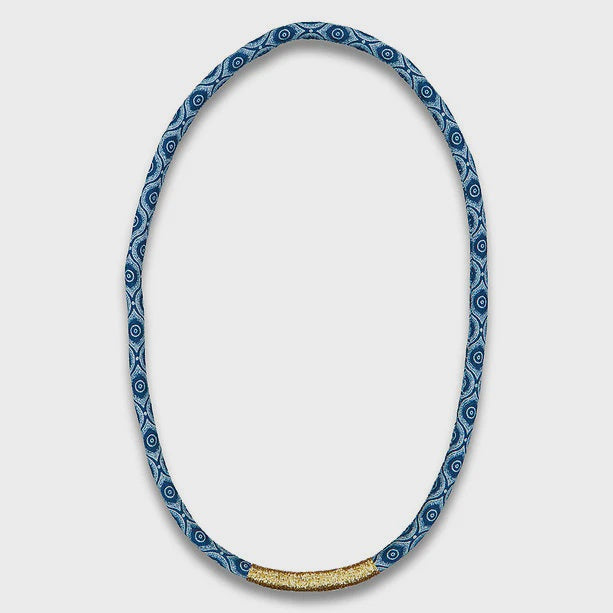 Thembela Thread-Wrapped Thin Necklace Indigo Gold
