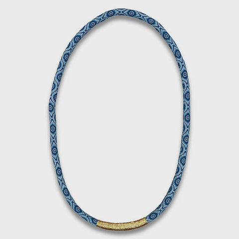 Thembela Thread-Wrapped Thin Necklace Indigo Gold