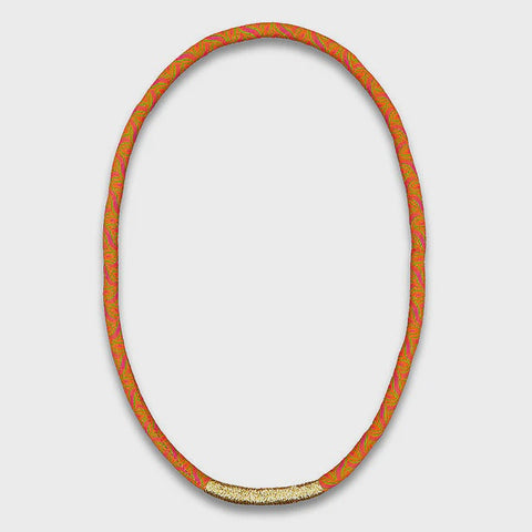 Thembela Thread-Wrapped Thin Necklace Orange Gold