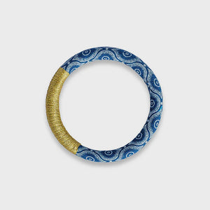 Luyolo Thread-Wrapped Thin Bracelet Indigo Gold Small