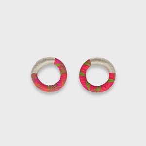 Xoliswa Stud Hoop Earrings Pink Silver