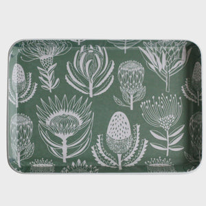 Melamine Trays (Trinket) / Floral Kingdom (White On Sage)