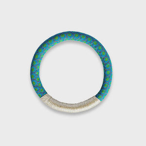 Luyolo Thread-Wrapped Thin Bracelet Turquoise Silver Medium