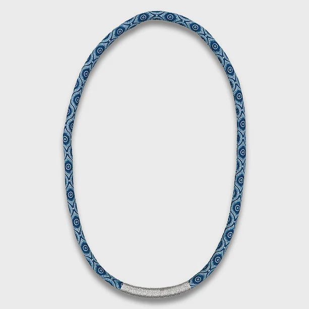 Thembela Thread-Wrapped Thin Necklace Indigo Silver
