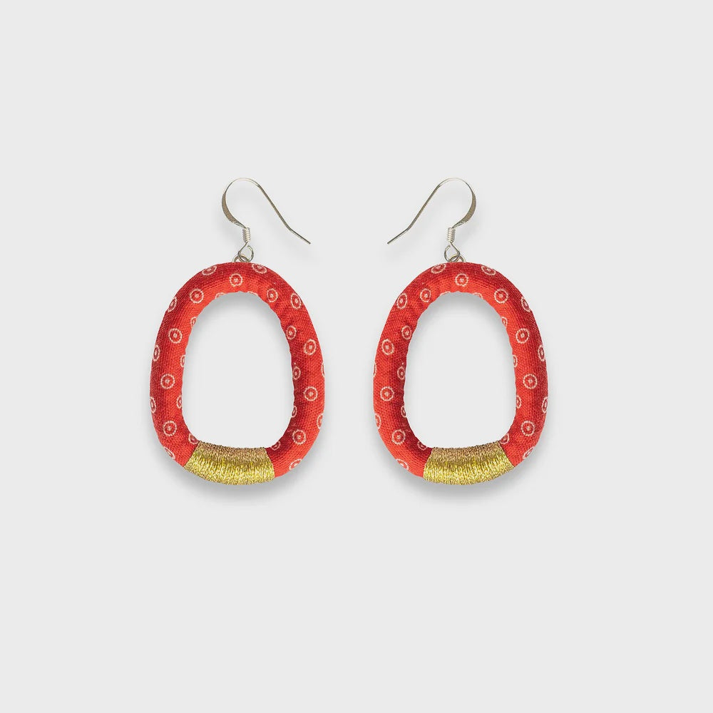 Nontuthuzelo Dangle Hoop Earrings Red Gold