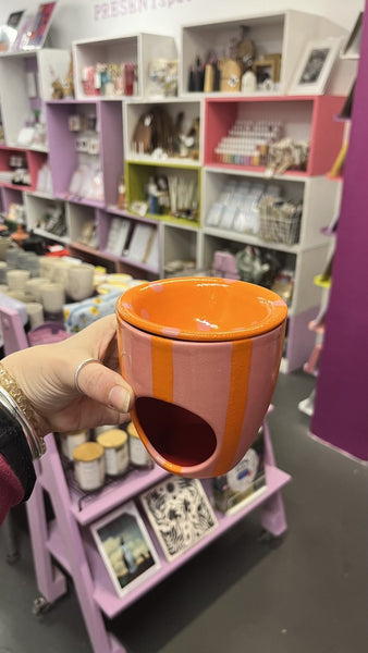 Oil Burner | Orange and Pink Stipes