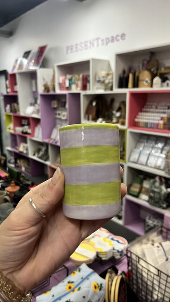 Mug | no handle | Green Stripes