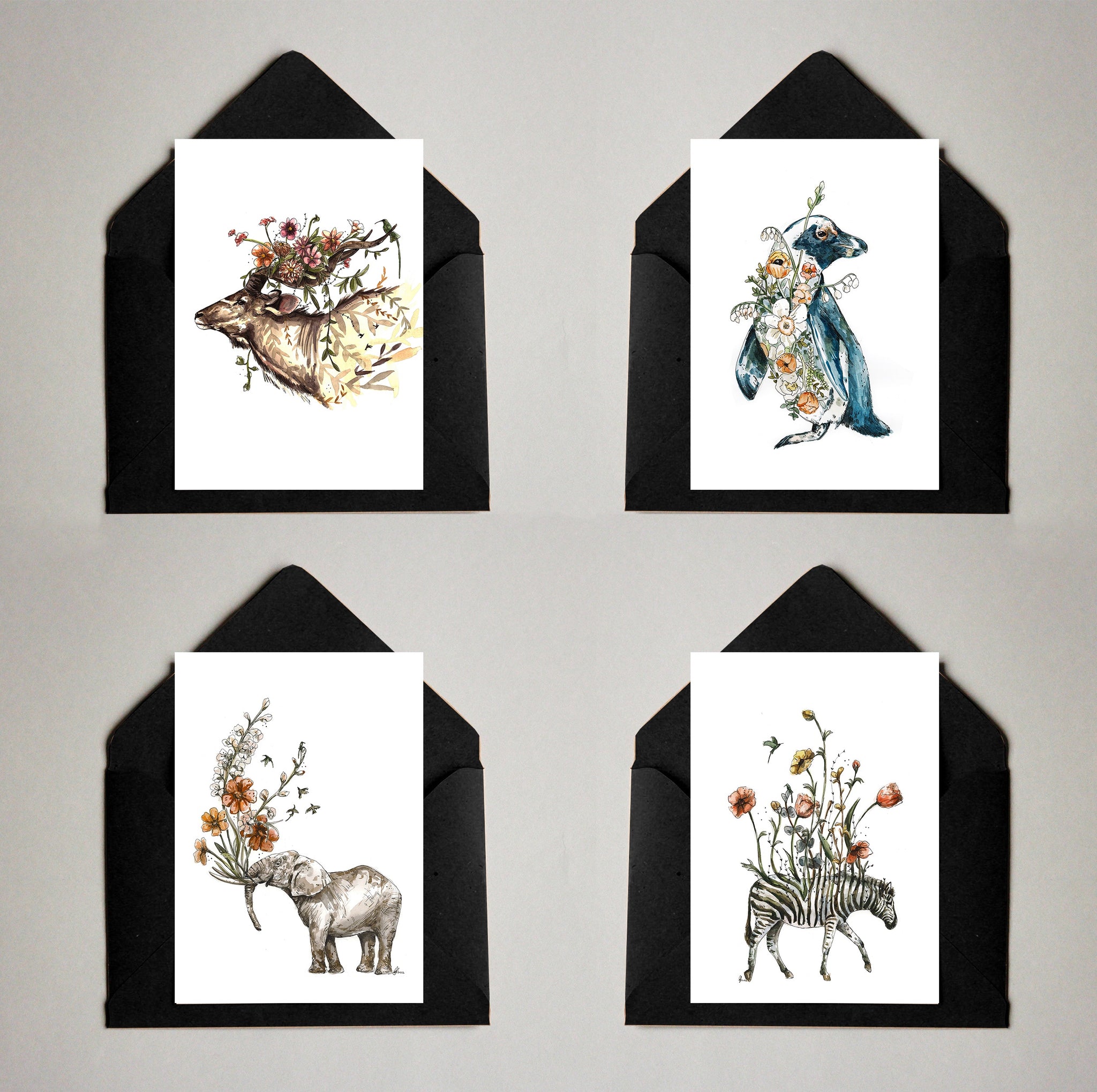 Card Pack of 4 Wild animals 1