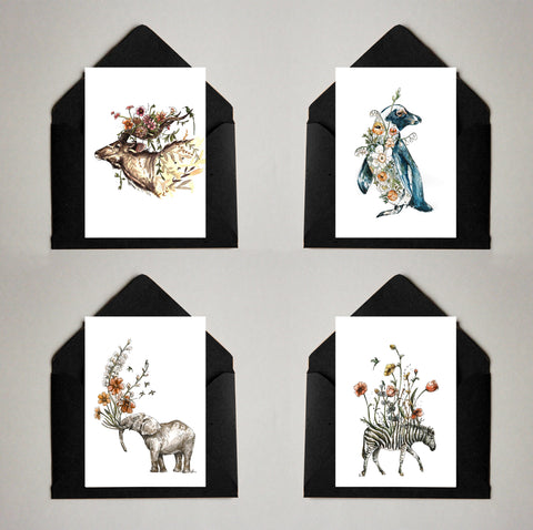 Card Pack of 4 Wild animals 1