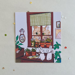 Prints A5 Window cat