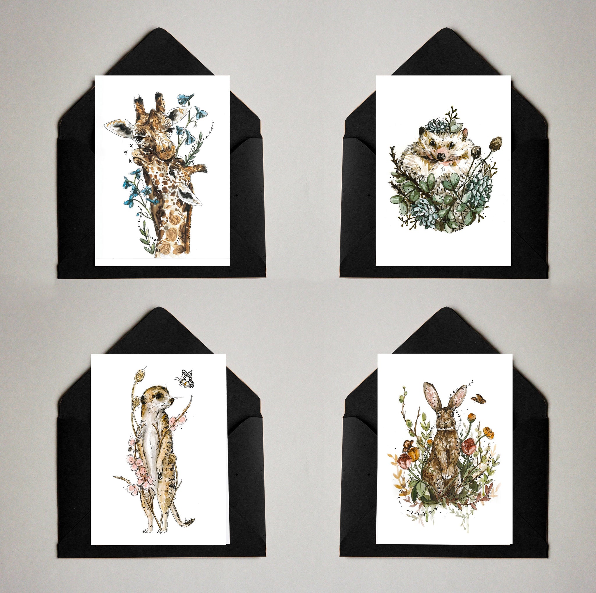 Card Pack of 4 Wild animals 2