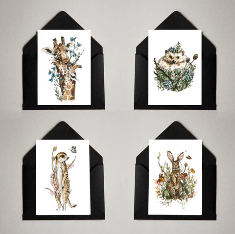 Card Pack of 4 Wild animals 2