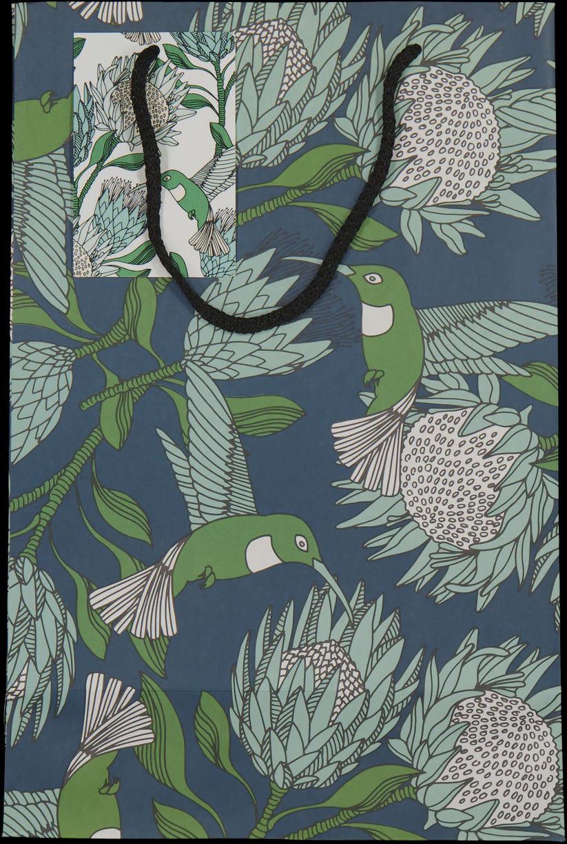 Gift Bags (Large) / Protea (Blue On Gunmetal)