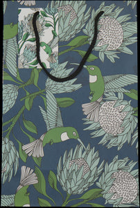 Gift Bags (Large) / Protea (Blue On Gunmetal)
