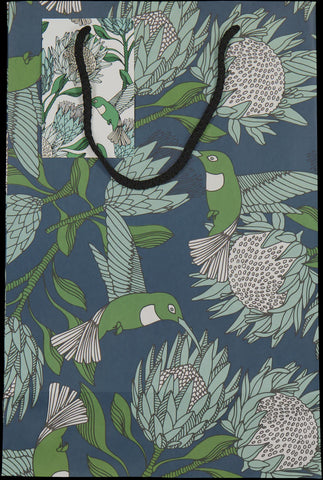 Gift Bags (Large) / Protea (Blue On Gunmetal)