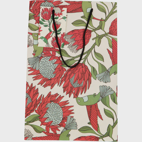 Gift Bags (Large) / Protea (Red On White)