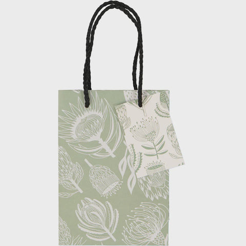 Gift Bags (Medium) / Floral Kingdom (White On Sage)