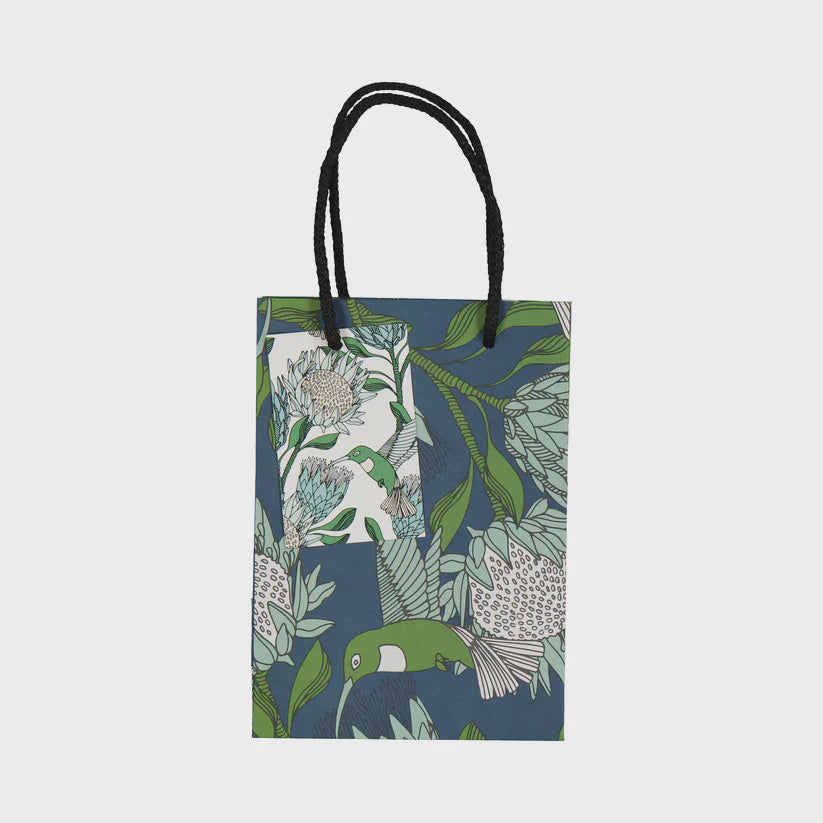 Gift Bags (Medium) / Protea (Blue On Gunmetal)