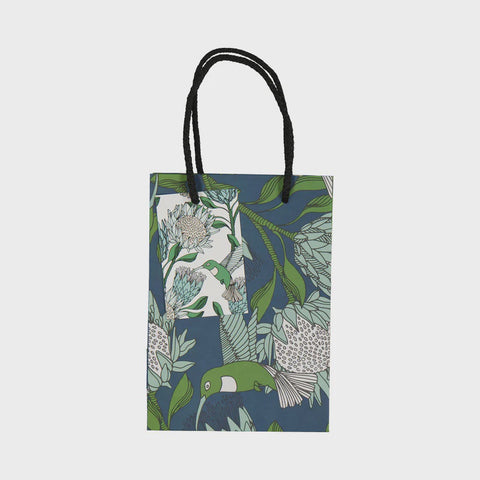 Gift Bags (Medium) / Protea (Blue On Gunmetal)