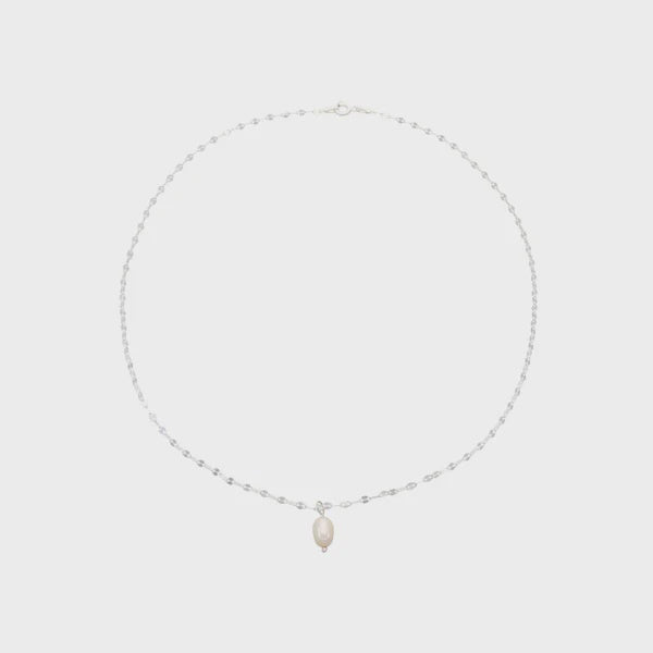 Necklace glitter chain silver with pearl