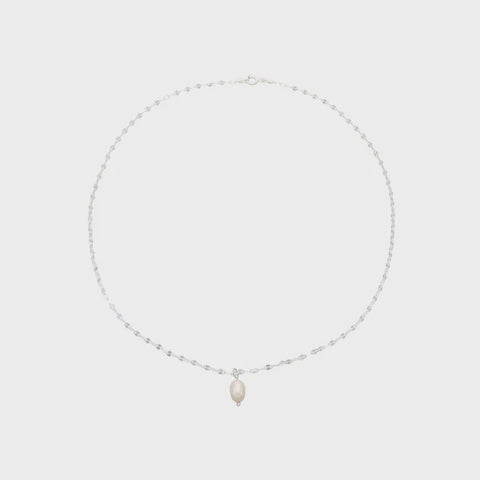Necklace glitter chain silver with pearl