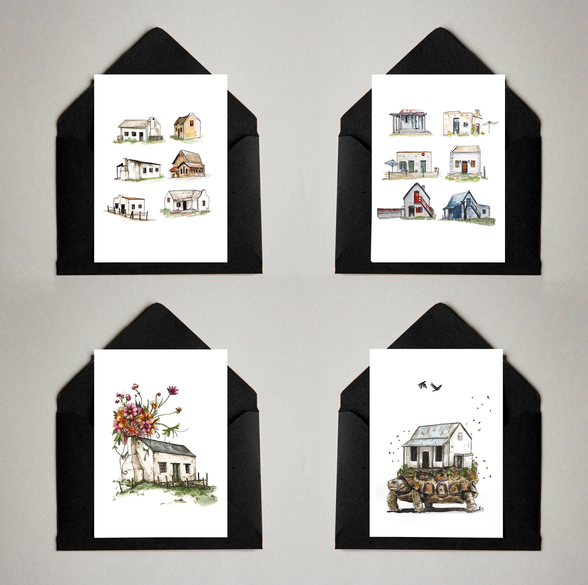 Card Pack of 4 Houses