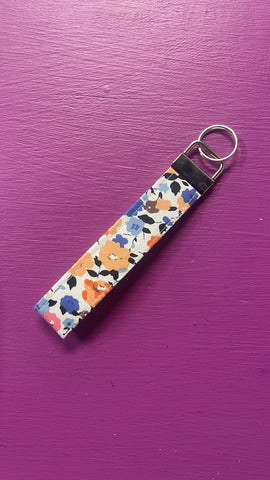 Wrislet Keychain Orange and Blue Floral